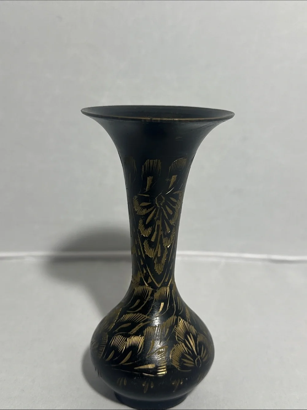 Black and Gold Floral Accent Vase